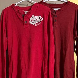 American Eagle and Aero Duo Red Long Sleeves